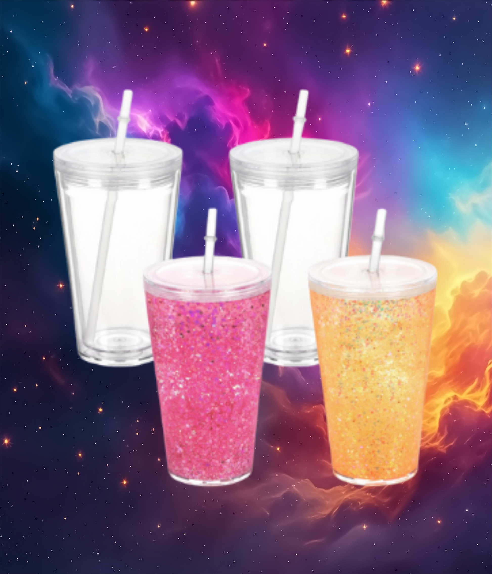 Custom snow globe tumbler with choice of personalized decals and glitter options