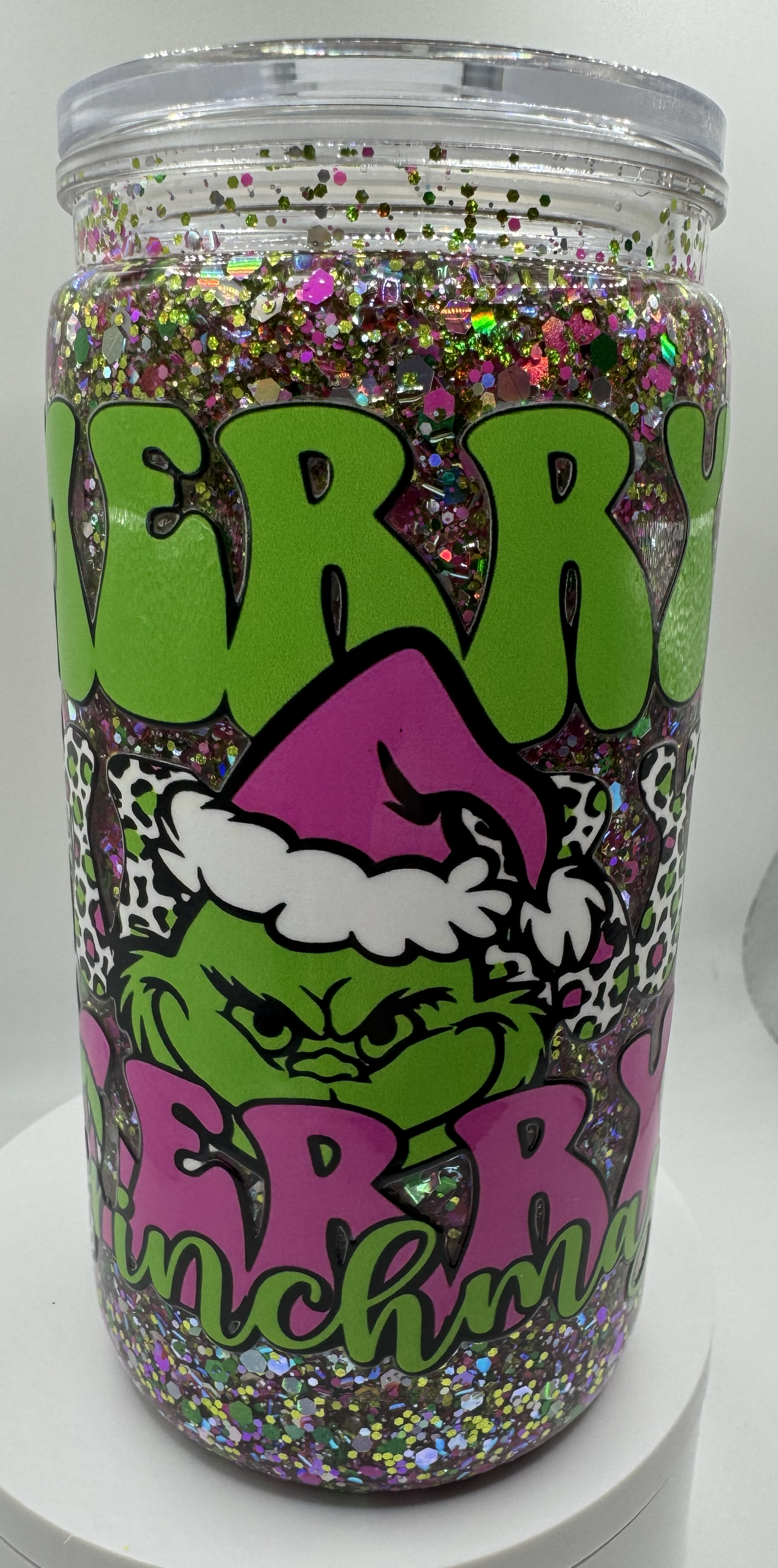 16 OZ ACRYLIC MERRY GRINCHMAS PINK GREEN