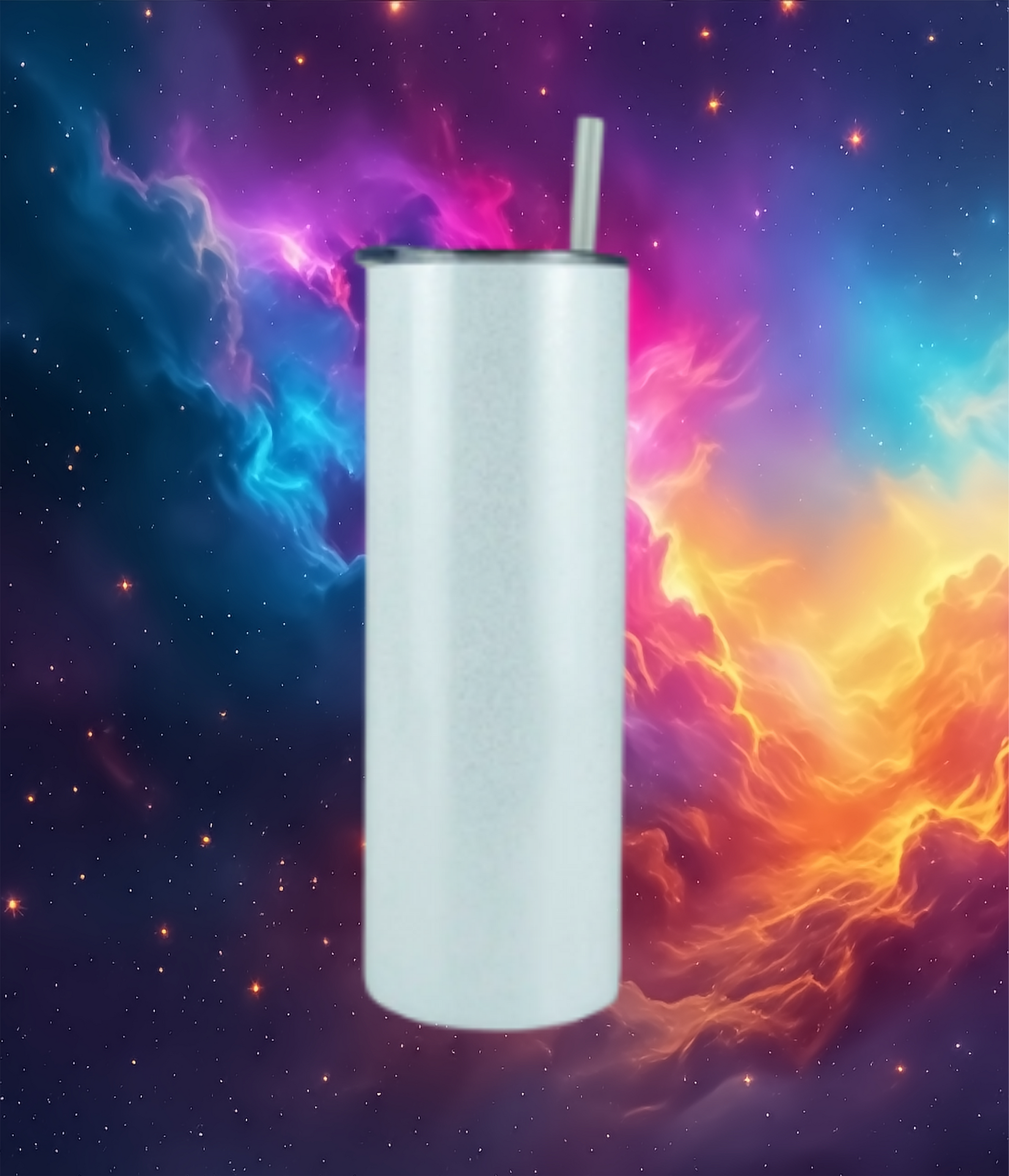 Glitter sublimation tumbler with personalized decal and custom design options