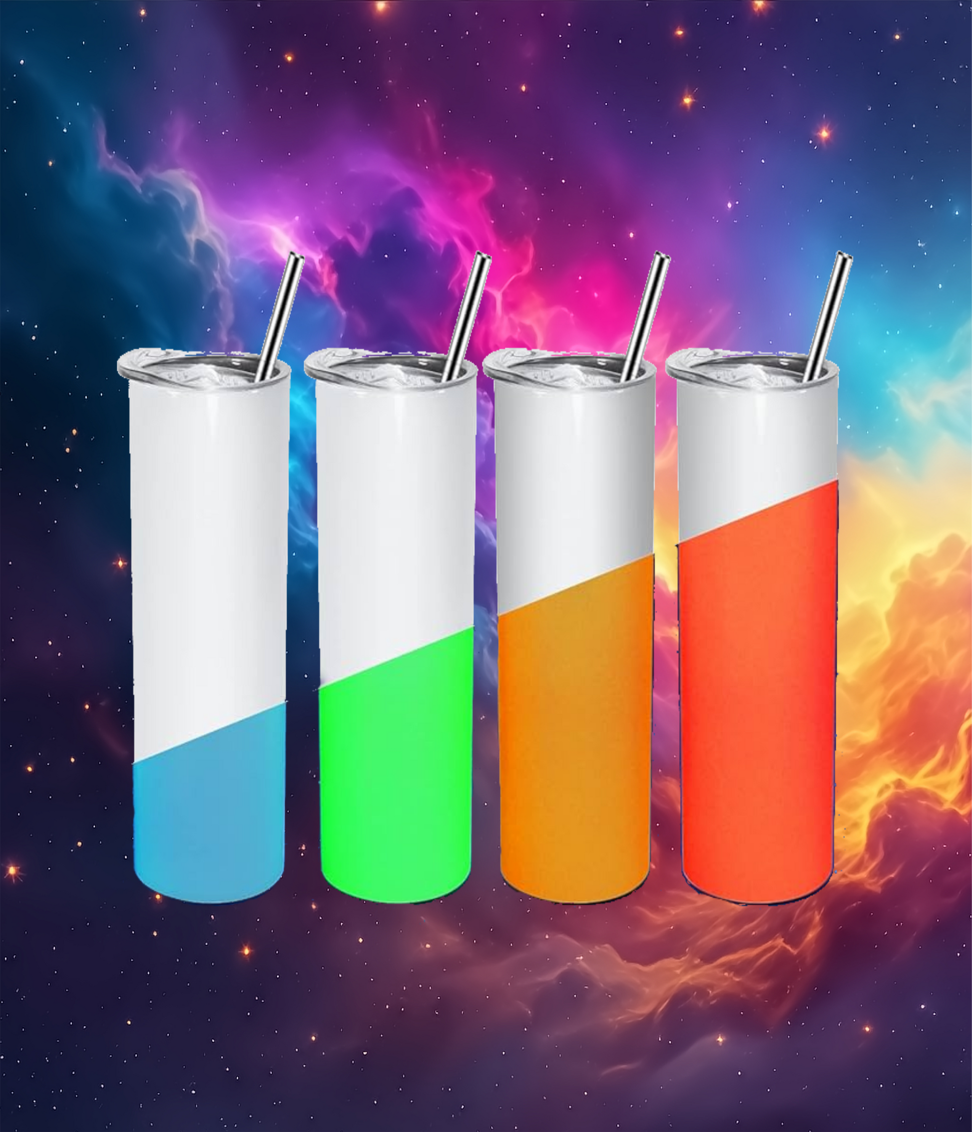 Custom Glow in the Dark sublimation tumbler with personalized decal and design options