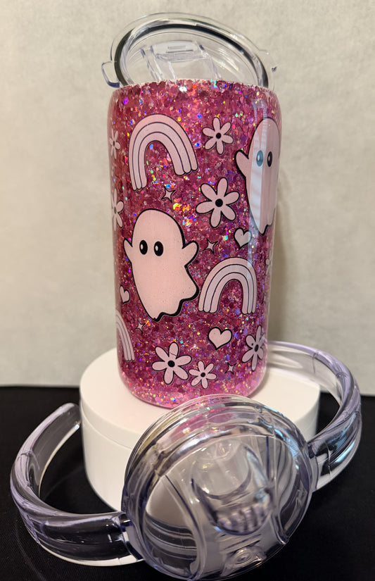 12 OZ  PINK GHOST DUO SIPPY