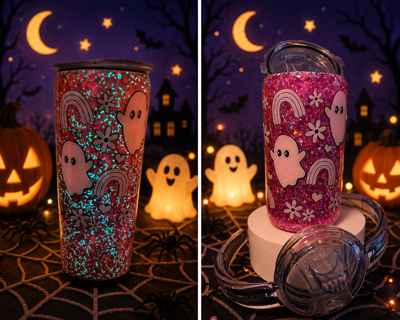 12 OZ  PINK GHOST DUO SIPPY