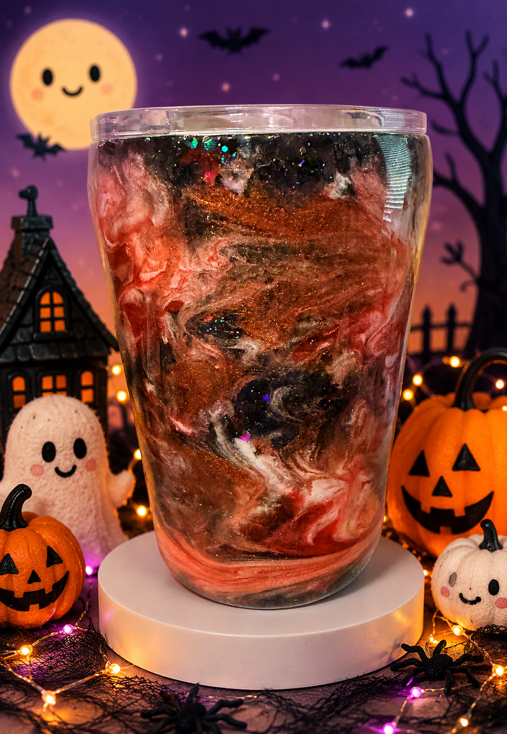 12 OZ GHOST PUMPKIN BOW