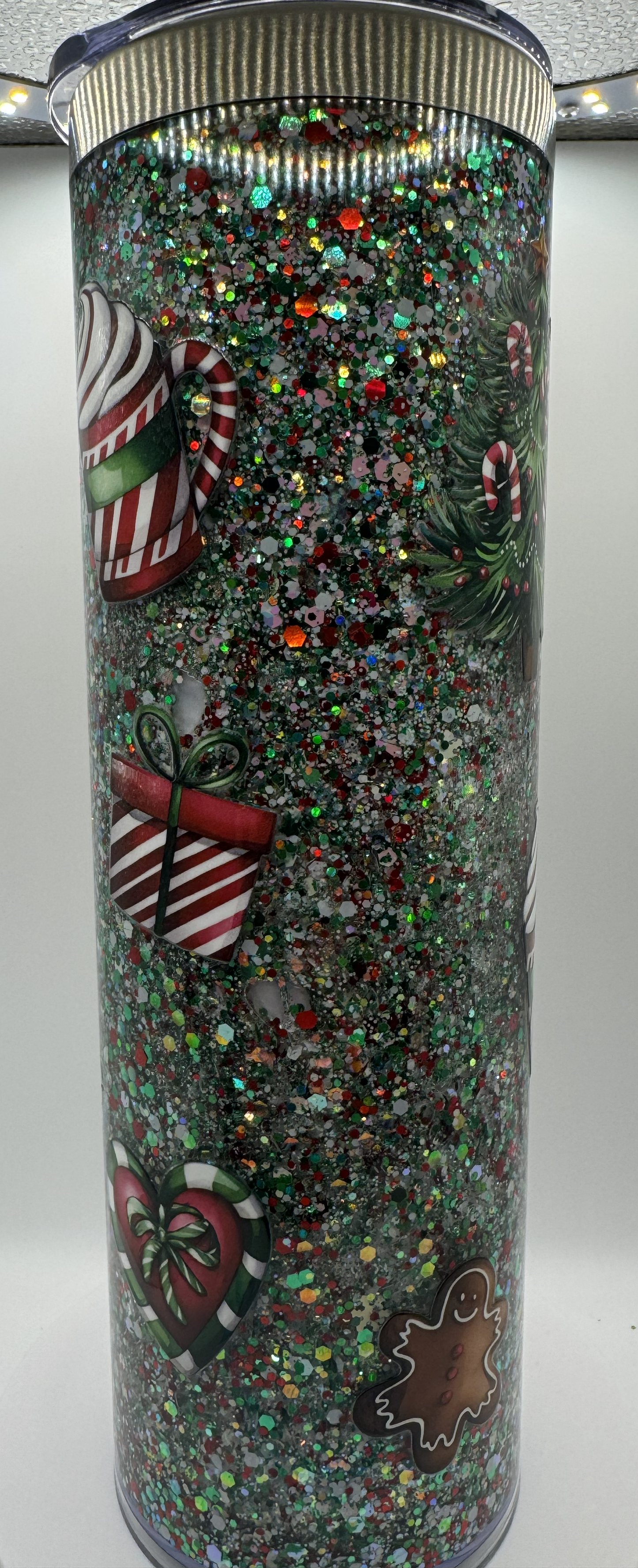 20 OZ STAINLESS STEEL GREEN RED WHITE CHRISTMAS
