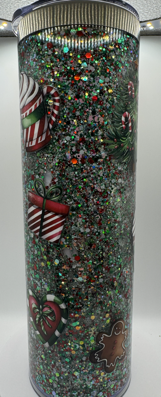 20 OZ STAINLESS STEEL GREEN RED WHITE CHRISTMAS