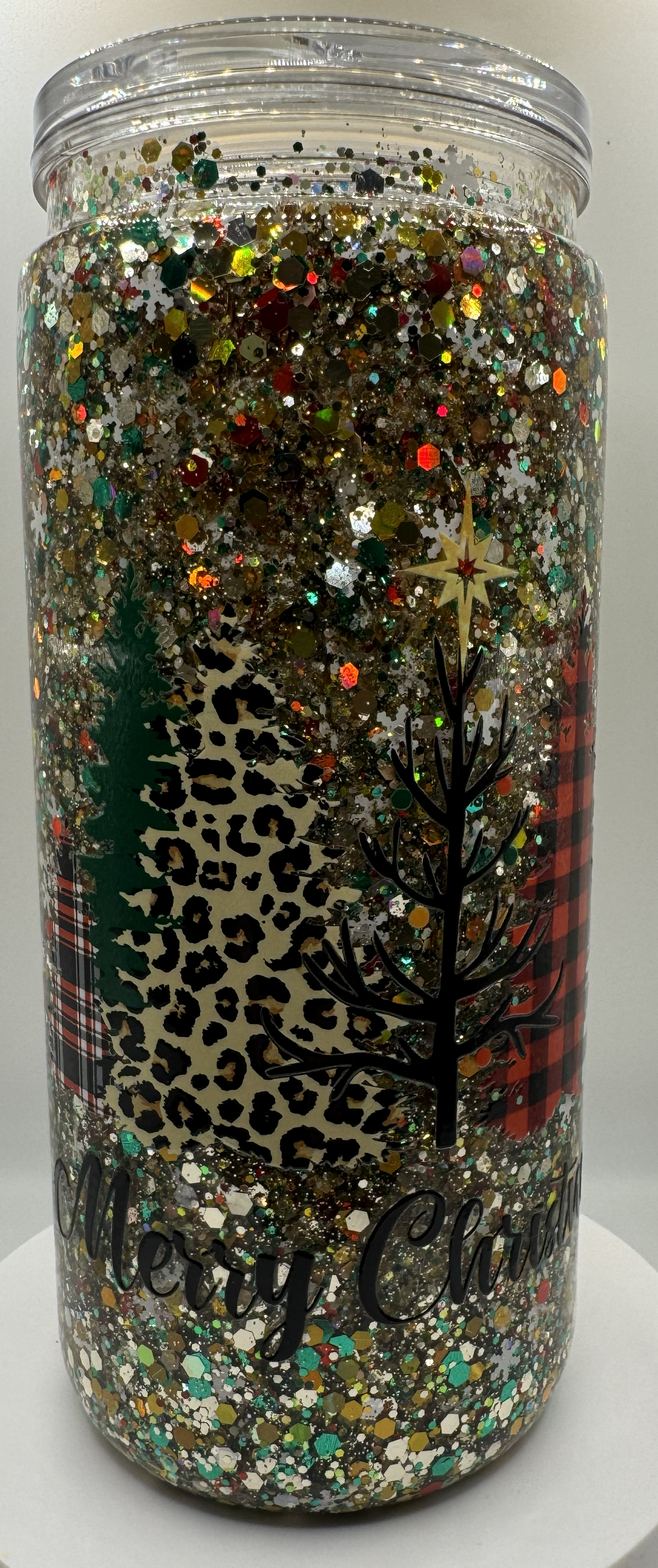 20 OZ ACRYLIC MERRY CHRISTMAS MULTI COLOR TREES