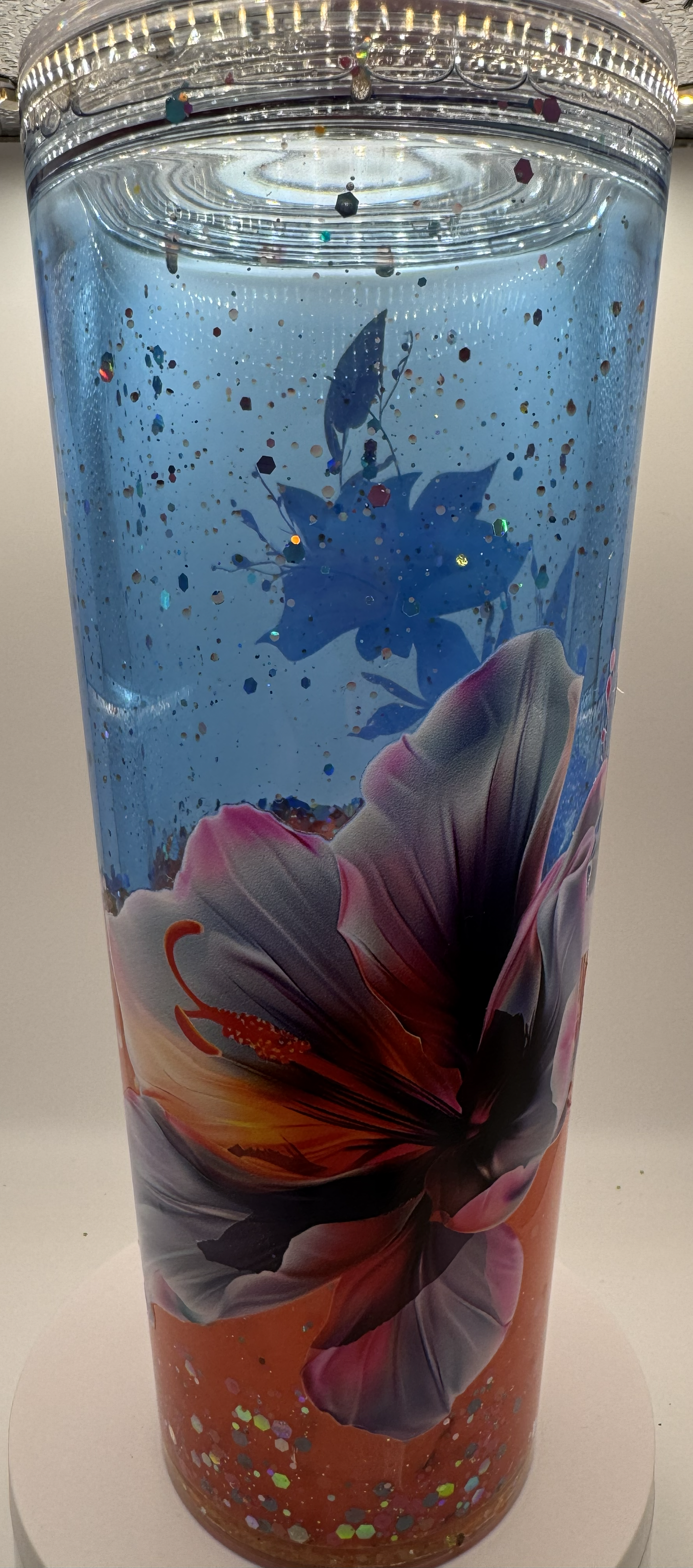 24 OZ DUAL BLUE ORANGE LAVA WITH FLOWER