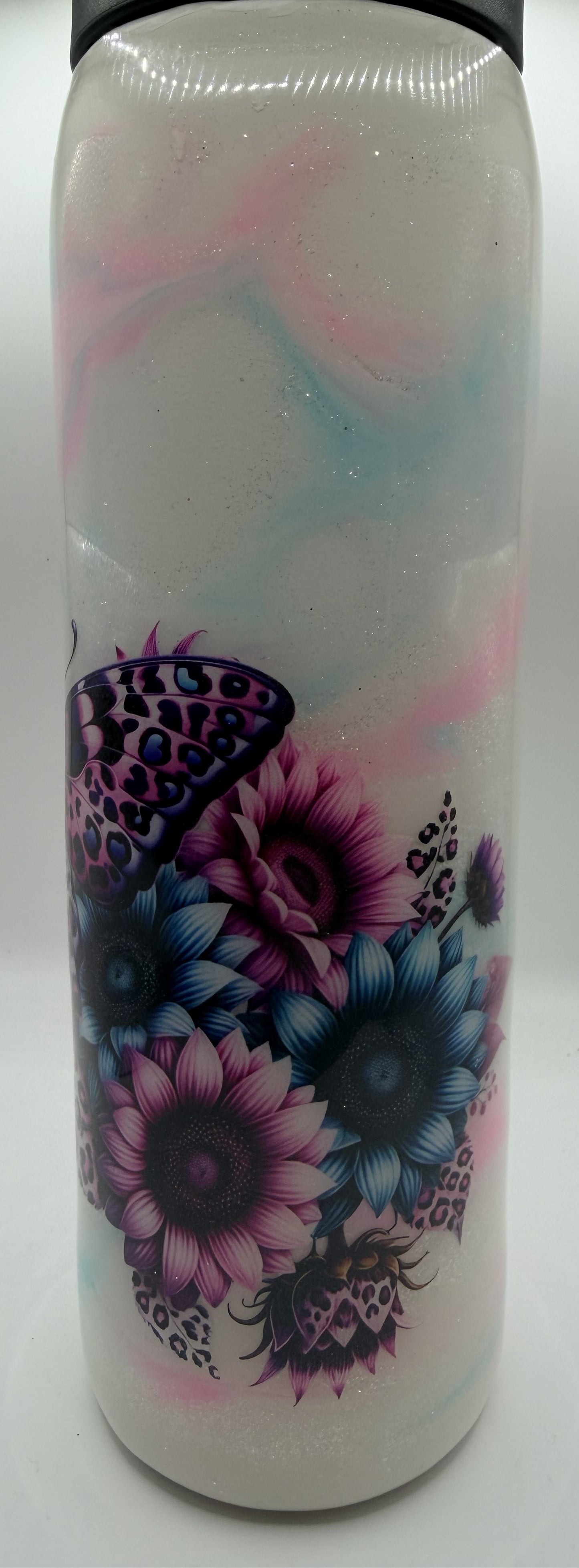 25 OZ DUO HYDRO BLUE PINK MARBLE WITH BUTTERFLY