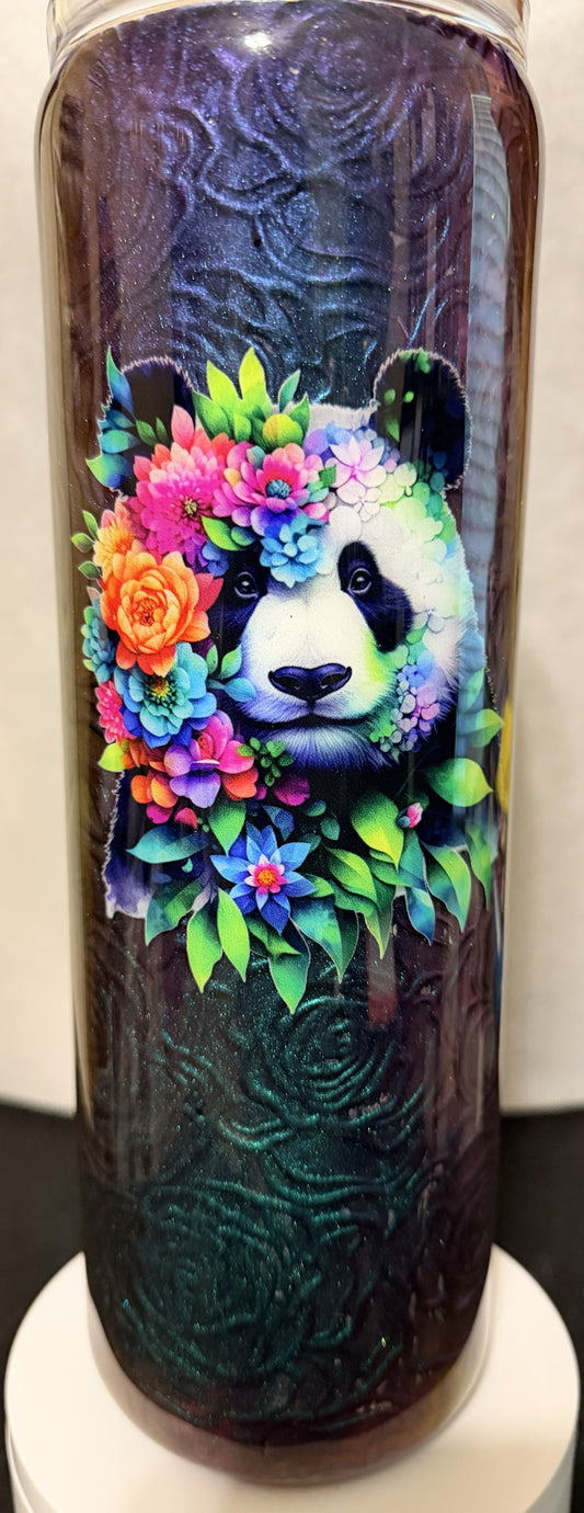 30 OZ Purple Teal Color Shift with Rose Decal Tumbler