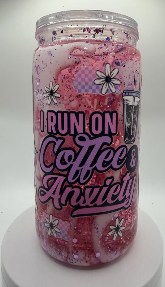 16 oz I Run on coffee & anxiety